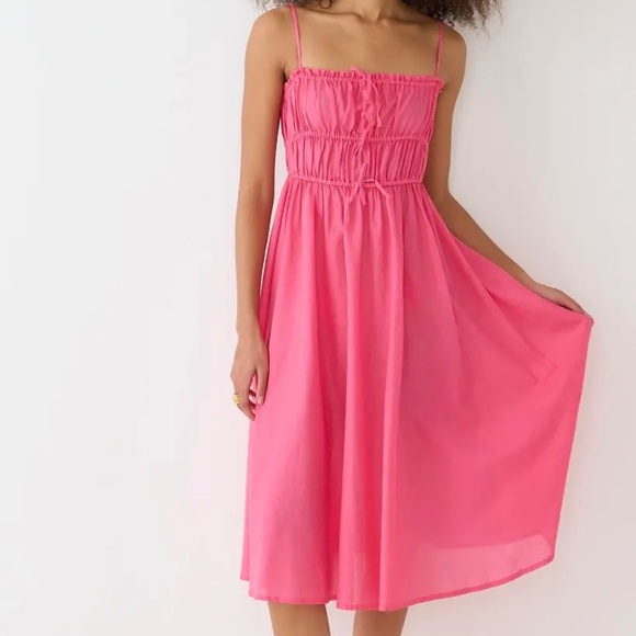 NWOT! J.Crew Tie-front Voile Cover-up Midi Dress - Vivid Begonia - Picture 1 of 11